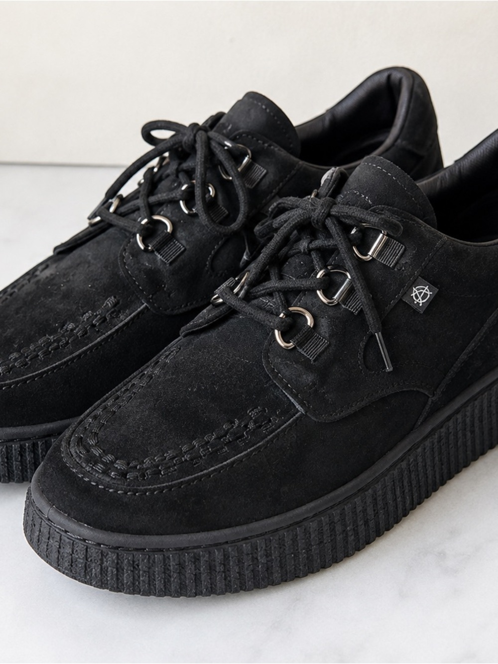 tuk Black Suede Platform Creeper Sneakers